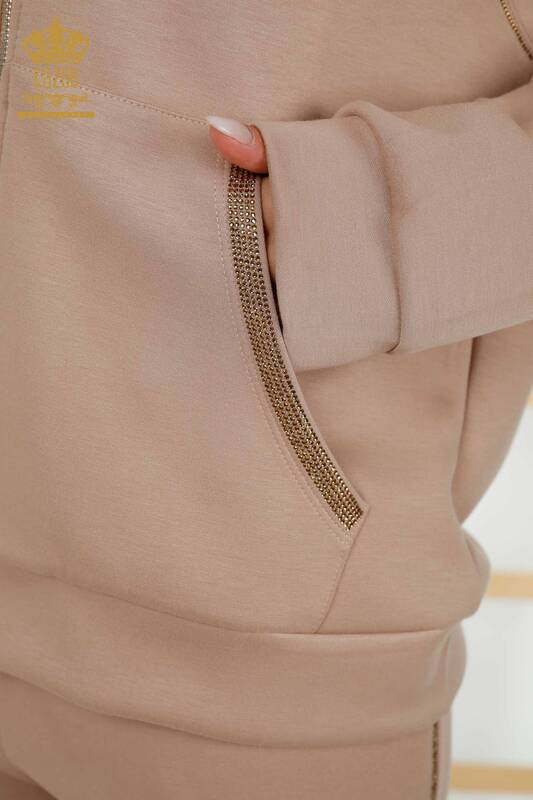 Wholesale Women's Tracksuit Set Zippered Mink - 20415 | KAZEE