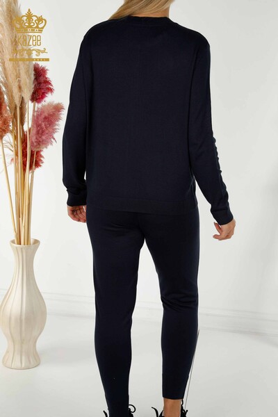 Wholesale Women's Tracksuit Set Zippered Navy Blue - 16276 | KAZEE - 9