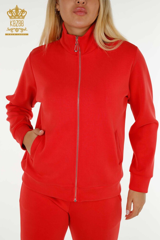Wholesale Women's Tracksuit Zippered Orange - 17619 | KAZEE - 3