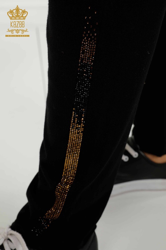 Wholesale Women's Tracksuit Set with Zipper Pocket Black - 16280 | KAZEE - 6