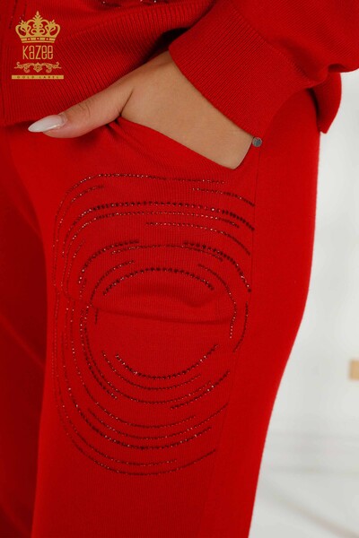 Wholesale Women's Tracksuit Set Red with Zipper - 16276 | KAZEE - Thumbnail