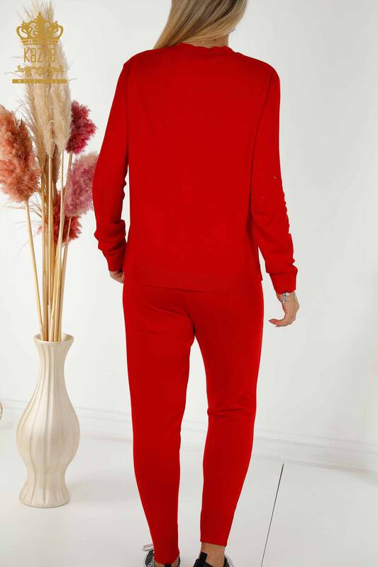 Wholesale Women's Tracksuit Set Red with Zipper - 16276 | KAZEE