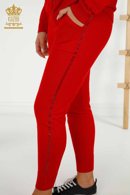Wholesale Women's Tracksuit Set Red with Zipper - 30638 | KAZEE