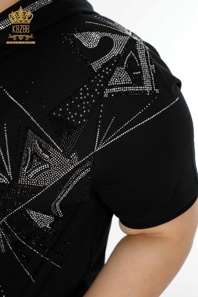 Wholesale Women's Tracksuit Set Stone Embroidered Black - 17395 | KAZEE - 4