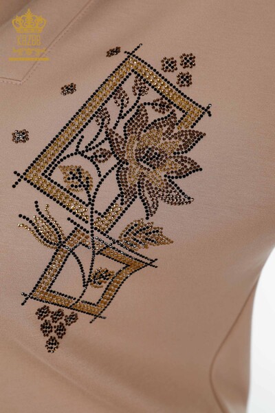 Wholesale Women's Tracksuit Set Stone Embroidered Mink - 17430 | KAZEE - Thumbnail