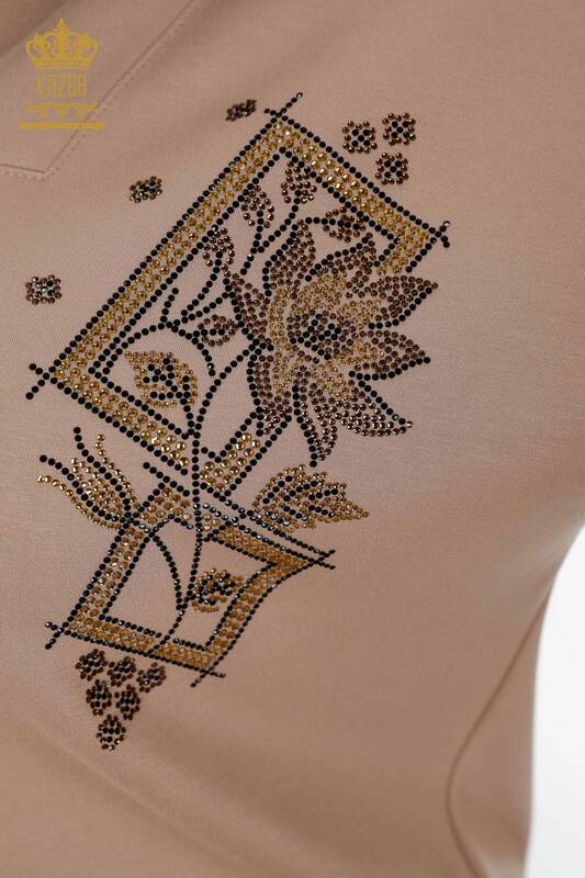 Wholesale Women's Tracksuit Set Stone Embroidered Mink - 17430 | KAZEE