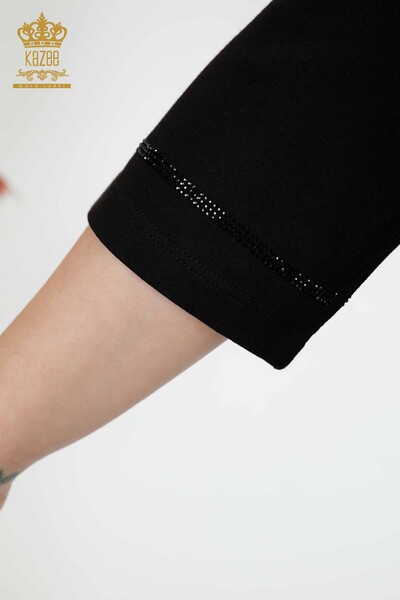 Wholesale Women's Stone Embroidered Blouse Black- 78944 | KAZEE - Thumbnail
