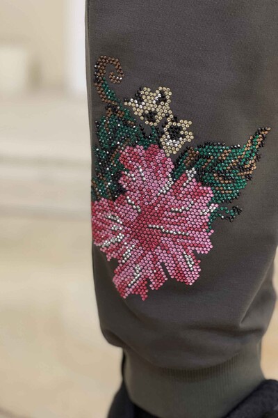 Wholesale Women's Tracksuit Set Hooded Flower Embroidered - 17299 | KAZEE - Thumbnail