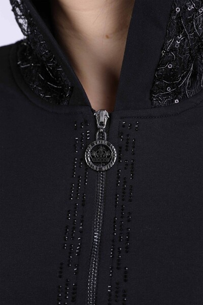 Wholesale Women's Tracksuit Hooded Lace Detailed - 17295 | KAZEE - Thumbnail