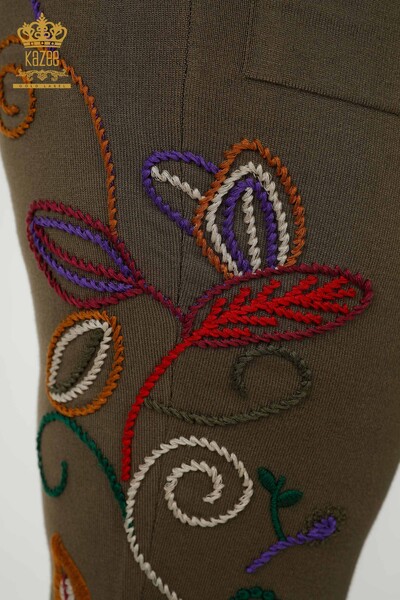 Wholesale Women's Tracksuit Set Colored Patterned Khaki - 16657 | KAZEE - Thumbnail