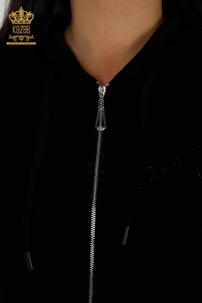 Wholesale Women's Tracksuit Set Hooded Black - 20392 | KAZEE - 5