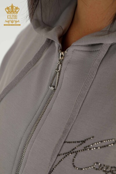 Wholesale Women's Tracksuit Set Hooded Gray - 20392 | KAZEE - Thumbnail