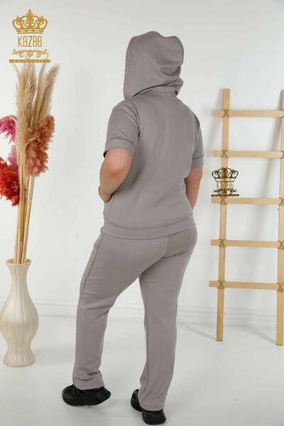 Wholesale Women's Tracksuit Set Hooded Gray - 20392 | KAZEE - Thumbnail