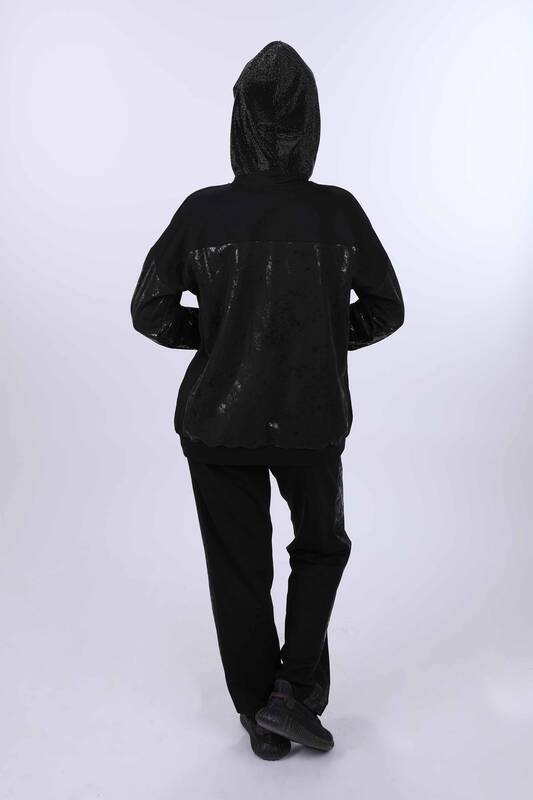 Wholesale Women's Tracksuit Set With Hooded Pattern - 17333 | KAZEE