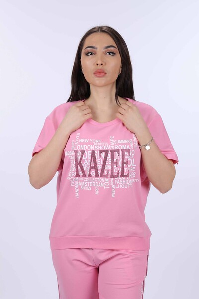 Wholesale Women's Tracksuit Set Kazee Printed Short Sleeve - 17206 | KAZEE - Thumbnail