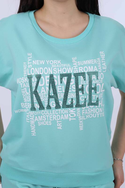 Wholesale Women's Tracksuit Set Kazee Printed Short Sleeve - 17206 | KAZEE