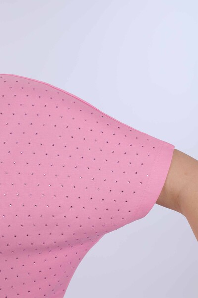 Wholesale Women's Tracksuit Set Short Sleeve Polka Dot Pattern - 17179 | KAZEE - Thumbnail