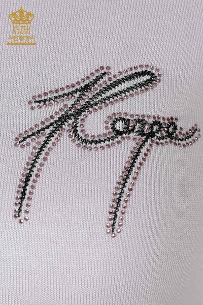 Wholesale Women's Tracksuit Set Stone Embroidered Lilac - 16561 | KAZEE - Thumbnail