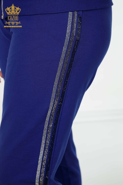 Wholesale Women's Tracksuit Set Zippered Pockets dark blue - 17494 | KAZEE - Thumbnail