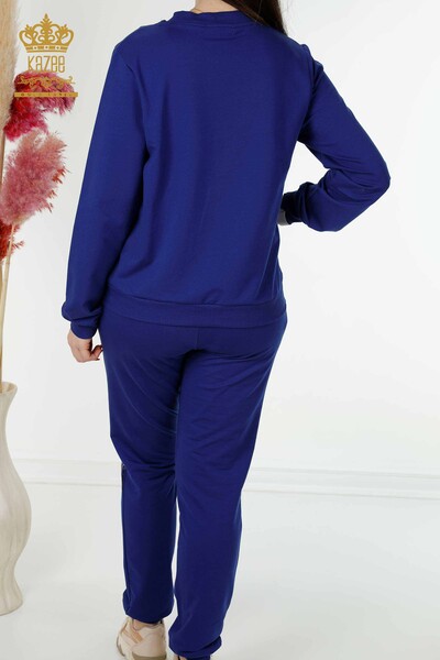 Wholesale Women's Tracksuit Set Zippered Pockets dark blue - 17494 | KAZEE - Thumbnail