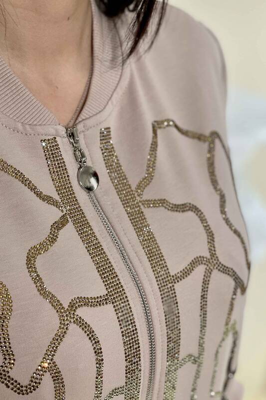 Wholesale Women's Tracksuit Set Zippered Long Sleeve - 17239 | KAZEE