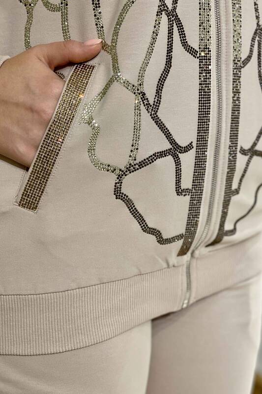 Wholesale Women's Tracksuit Set Zippered Long Sleeve - 17239 | KAZEE