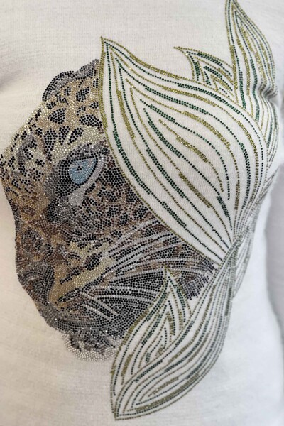 Wholesale Women's Sweater Leopard Pattern Embroidered Angora - 18907 | KAZEE - Thumbnail