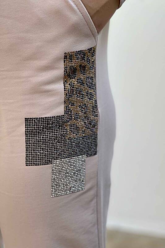 Wholesale Women's Tracksuit Set Hooded Patterned Long Sleeve - 17338 | KAZEE