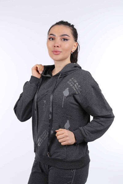 Wholesale Women's Tracksuit Set With Letter Detailed Hoodie - 17339 | KAZEE - Thumbnail