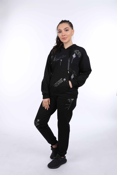 Wholesale Women's Tracksuit Set With Letter Detailed Hoodie - 17339 | KAZEE - Thumbnail