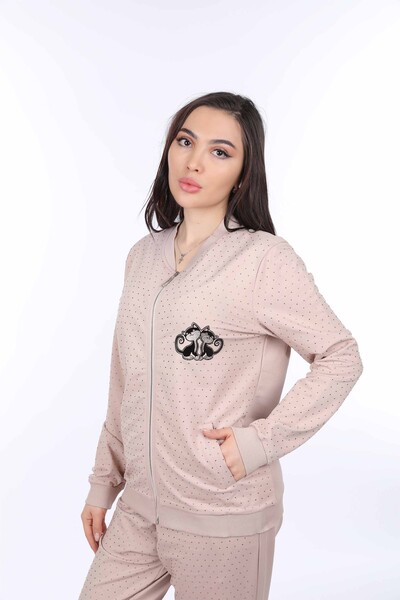 Wholesale Women's Tracksuit Set with Scattered Stone Pattern - 17348 | KAZEE - Thumbnail