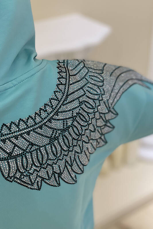 Wholesale Women's Tracksuit Set Hooded Short Sleeve - 17170 | Kazee