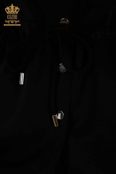 Wholesale Women's Triple Tracksuit Set Black with Button Detail - 17622 | KAZEE - Thumbnail