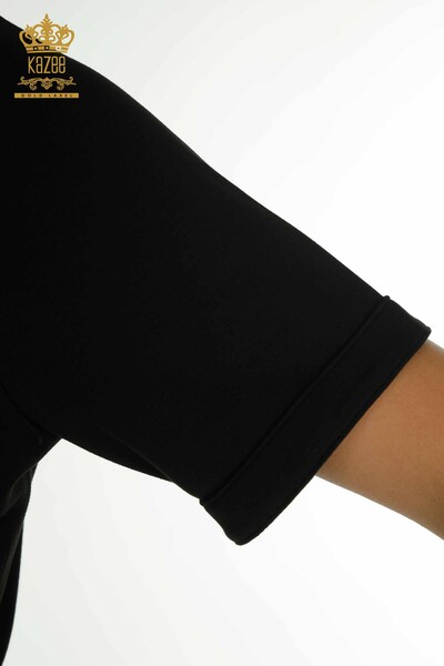 Wholesale Women's Triple Tracksuit Set Black with Button Detail - 17633 | KAZEE - Thumbnail