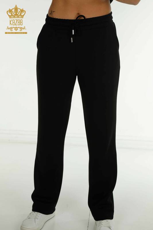 Wholesale Women's Triple Tracksuit Set Black with Button Detail - 17633 | KAZEE