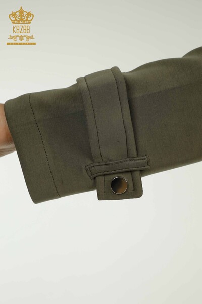 Wholesale Women's Triple Tracksuit Set Button Detailed Khaki - 17622 | KAZEE - 10