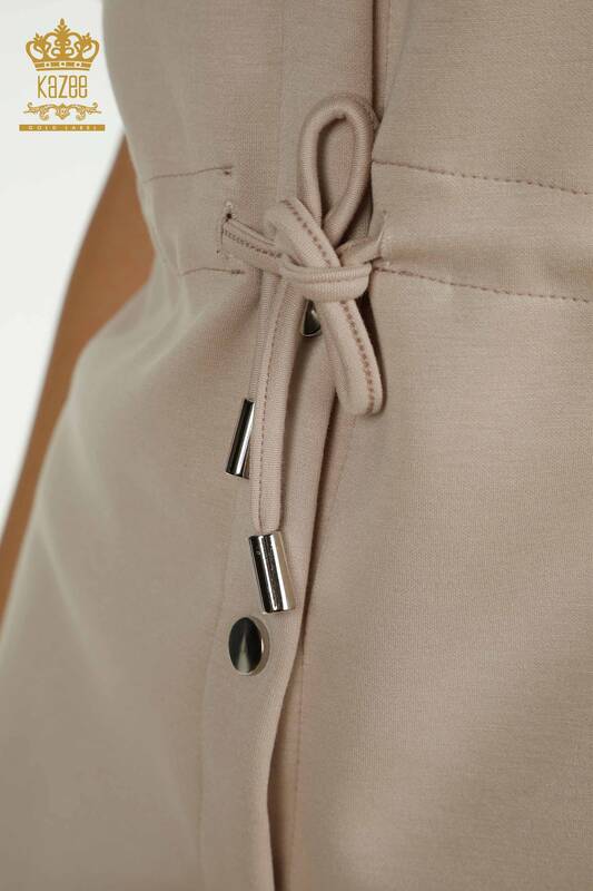 Wholesale Women's Triple Tracksuit Set Button Detailed Mink - 17633 | KAZEE