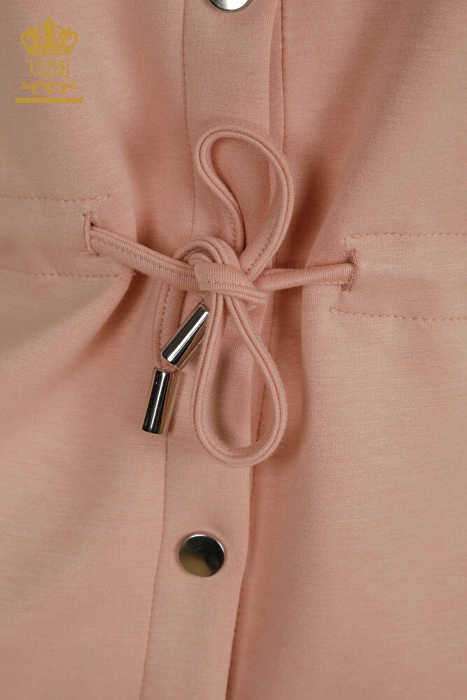 Wholesale Women's Triple Tracksuit Set Button Detailed Powder - 17633 | KAZEE - 8