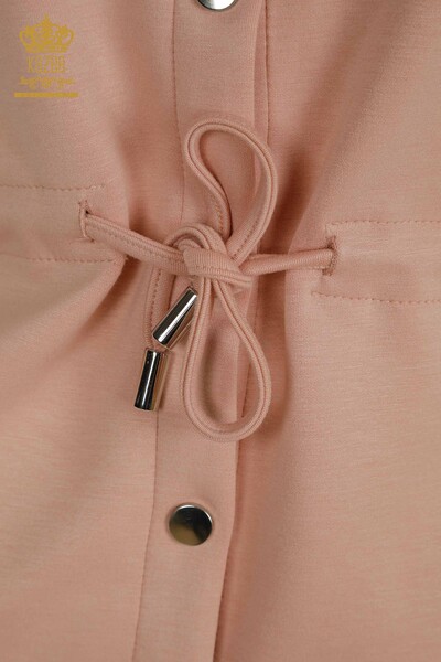 Wholesale Women's Triple Tracksuit Set Button Detailed Powder - 17633 | KAZEE - 8