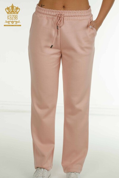 Wholesale Women's Triple Tracksuit Set Button Detailed Powder - 17633 | KAZEE - 12