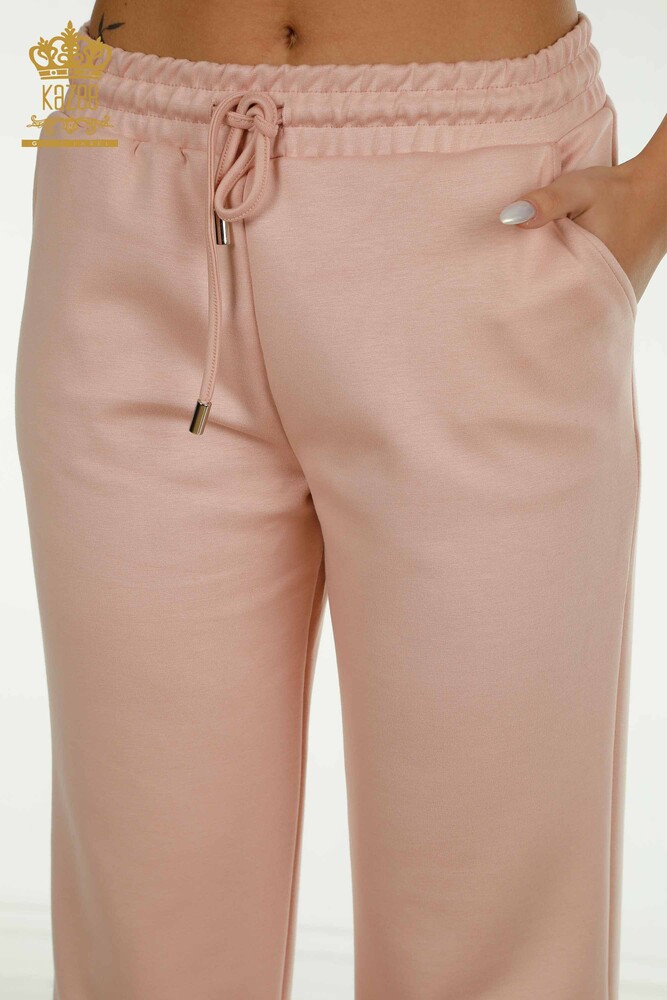 Wholesale Women's Triple Tracksuit Set Button Detailed Powder - 17633 | KAZEE - 13