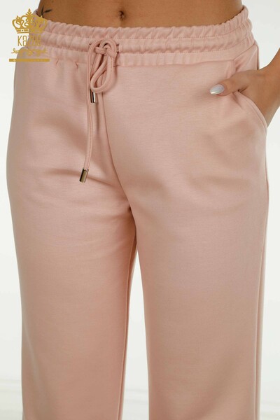 Wholesale Women's Triple Tracksuit Set Button Detailed Powder - 17633 | KAZEE - 13