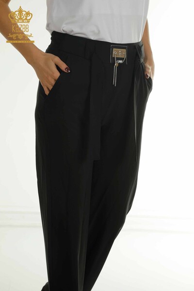 Wholesale Women's Trousers Chain Detailed Black - 2406-4561 | M. - Thumbnail (2)