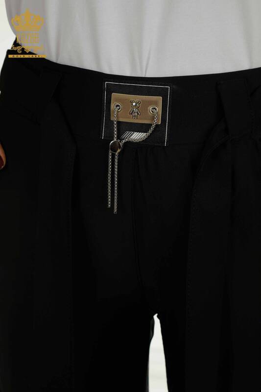 Wholesale Women's Trousers Chain Detailed Black - 2406-4561 | M.