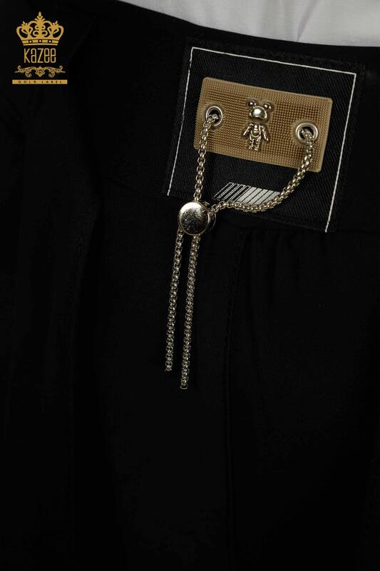 Wholesale Women's Trousers Chain Detailed Black - 2406-4561 | M.