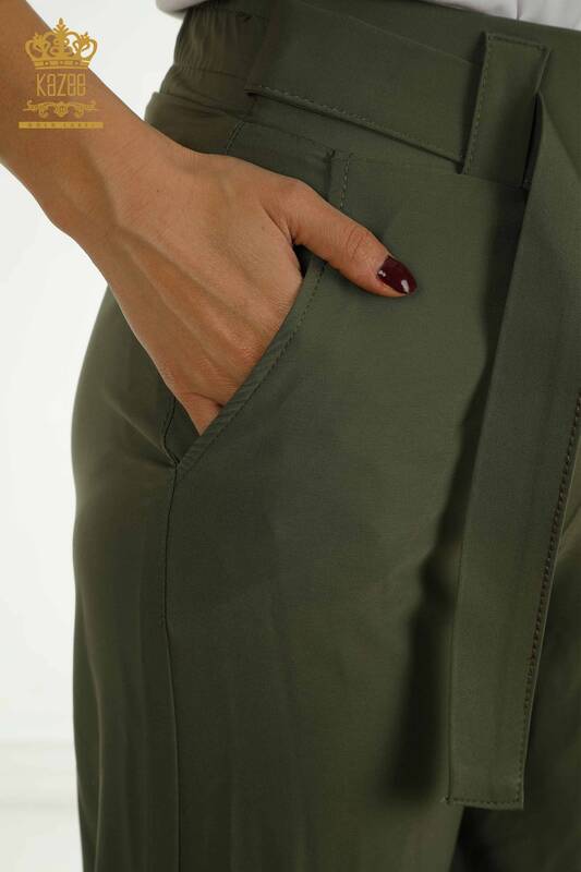 Wholesale Women's Trousers Chain Detailed Khaki - 2406-4561 | M.