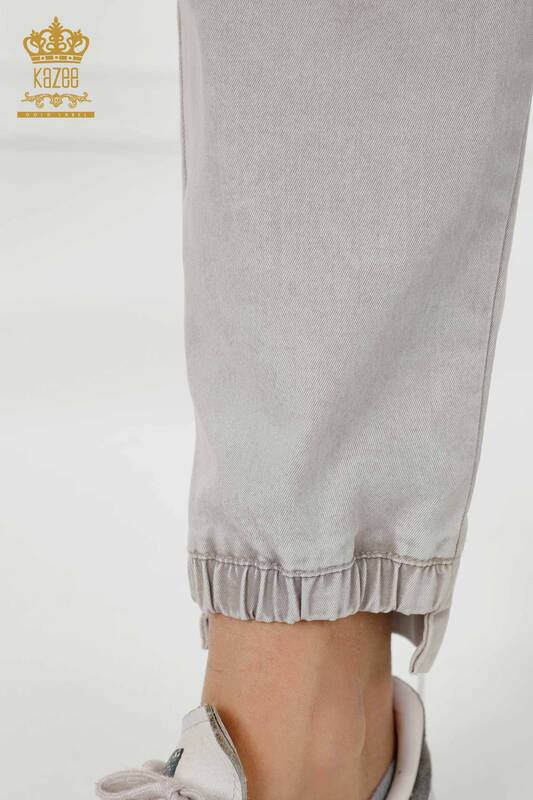 Wholesale Women's Trousers Elastic Waist Gray - 3500 | KAZEE