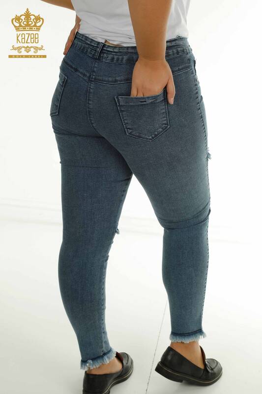 Wholesale Women's Trousers Patterned Blue - 2412-0275 | M&N