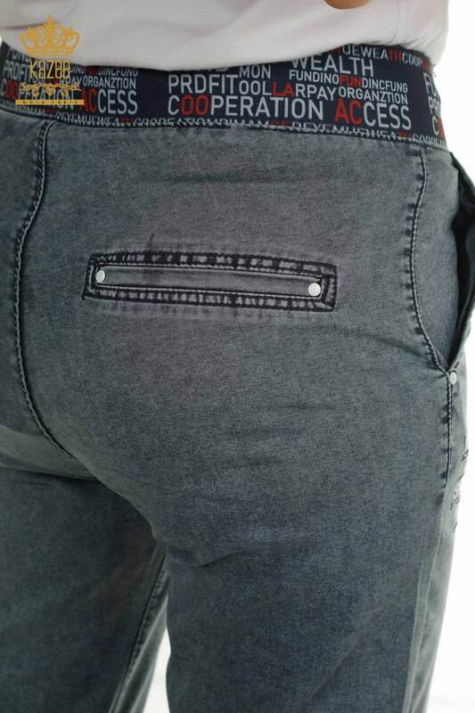 Wholesale Women's Pants - Written - Blue - 2411-3101 | O