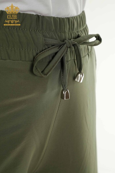 Wholesale Women's Trousers Stone Embroidered Khaki - 2406-4559 | M. - Thumbnail